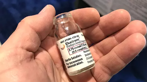 The new MRI contrast agent gadopiclenol, sold under the trade names Elucirem and Vueway by Bracco and Guerbet, used 50% less gadolinium that current MRI agents. #RSNA22 #RSNA