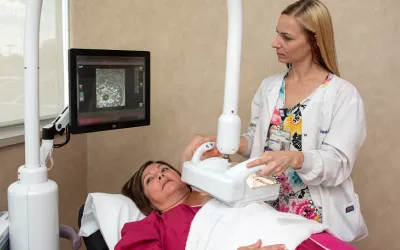 An example of an automated breast ultrasound (ABUS) system in use. This is a GE Healthcare Invenia 2.0 installed at the Beaumont Breast Care Center in Dearborn, Michigan. ABUS offers a comfortable, nonionizing alternative to other supplemental screening options for women with dense breast tissue. ABUS also helps increase the consistancy and diagnostic quality of breast ultrasound by eliminating the variability between different sonographers. Photo courtesy of Beaumont Health. What is ABUS?