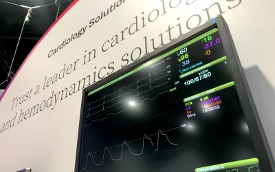 Cath lab hemodynamic system displayed in the cardiology section of the Merge booth. Merge was purchased by IBM Watson with the goal of building a premier healthcare AI company. When that effort failed and IBM sold off its healthcare division recently to be reorganize into the new vendor Metative. However, the Merge name was revived and placed front and center at RSNA this year in banners around the conference because it was a strong company prior to its purchased by IBM. #RSNA #RSNA22