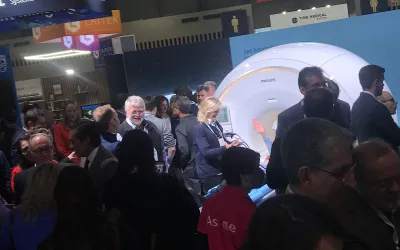 The Philips booth packed with attendees looking at new MRI technologies. All of the major vendors had packed solid booths the first three days of RSNA this year, a sign that RSNA is making a post-COVID recovery.