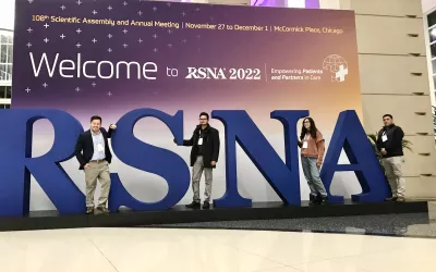 Attendees getting photos with the iconic large RSNA logo at the 2022 meeting. The logos is one of the favorite photo spots at the annual conference. #RSNA #RSNA22