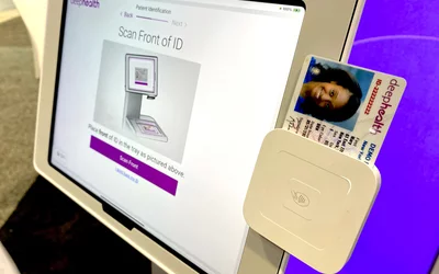 AI automated Patient check in kiosk Deephealth RSNA 2024.