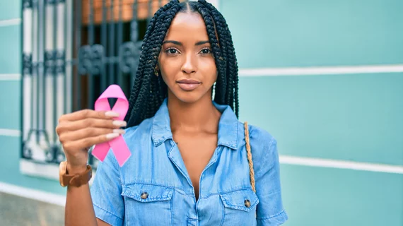 black woman breast cancer pink ribbon