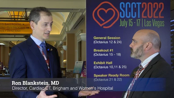 Ron Blankstein, MD, MSCCT, associate director, cardiovascular imaging program, director, cardiac computed tomography, Brigham and Women's Hospital, and professor of medicine, Harvard Medical School, was a co-author on the ACC 2021 Chest Pain Guidelines,[1] which now lists coronary computed tomography angiography (CCTA or CTA) as a 1A level recommendation for front line imaging. He gave an overview of the guidelines during the 2022 Society of Cardiovascular CT (SCCT) meeting in July. #SCCT2022
