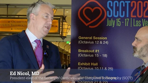Ed Nicol, MD, MBA, FSCCT, consultant cardiologist, honorary senior clinical lecturer, Kings College London, and president-elect of the Society of Cardiovascular Computed Tomography (SCCT), discusses what he sees as the big technology advances in cardiac CT. #SCCT #SCCT22 #RSNA22