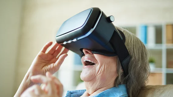 elderly patient using virtual reality TAVR transcatheter aortic valve replacement