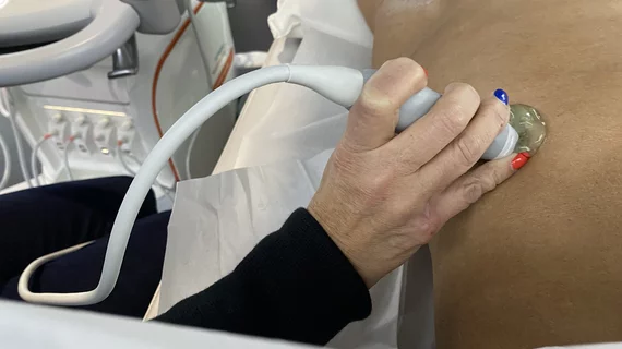 Ultrasound exam with patient. Siemens RSNA 23. Photo by Dave Fornell. #RSNA #RSNA23 #RSNA2023