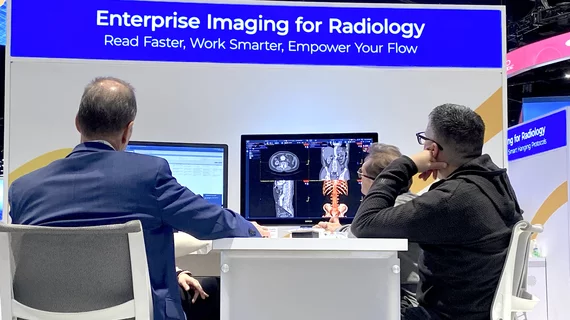 Demonstration of Agfa's enterprise imaging PACS workflow at RSNA 2024. Photo by Dave Fornell